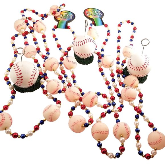 Baseball Necklaces Photo Holder Birthday MLB World Series Party Beads Lot 8 - Picture 1 of 7